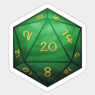 D20 Dice Green Sticker